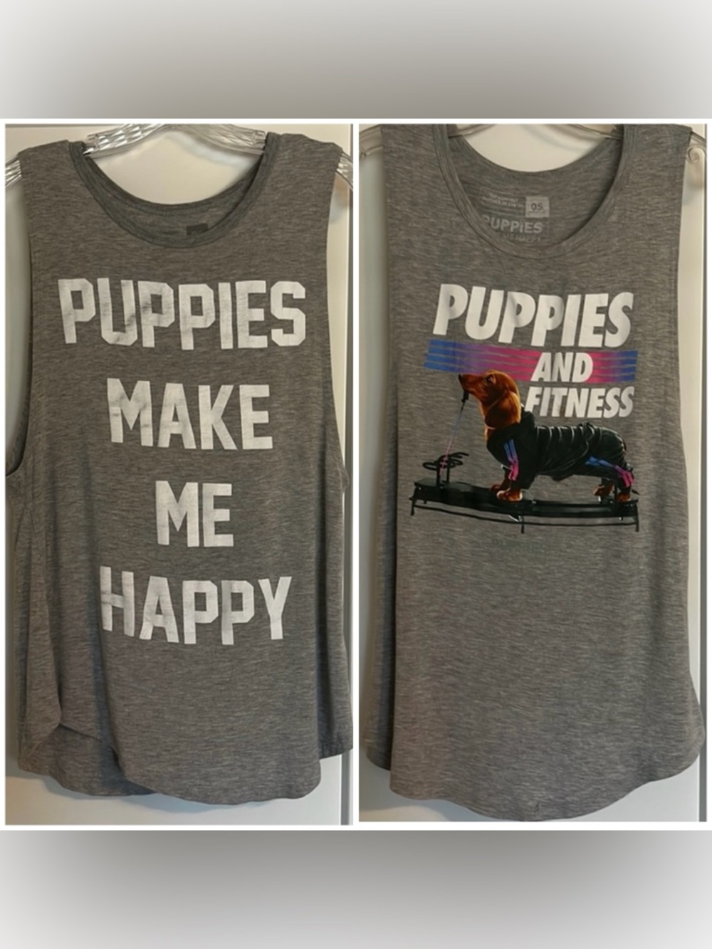 Lot Of 2 Puppies Make Me Happy Sleeveless Top | Gift for Dog Lovers OSFM